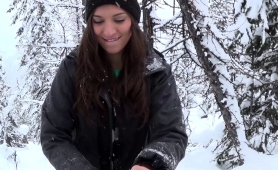 Delightful Young Babe Reveals Her Oral Abilities In The Snow