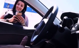 Amateur Brunette Teen Watches A Guy Jerking Off In His Car