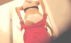 Amateur Teen With A Fabulous Ass Tries On A Sexy Red Dress 
