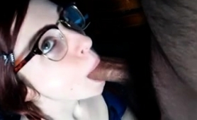 Nerdy Redhead With Pigtails Displays Her Blowjob Abilities