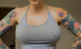 Tattooed Webcam Model Flaunting Her Marvelous Big Tits