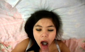Asian Teen Enjoys Doggystyle Sex And Takes A Mouthful Of Cum